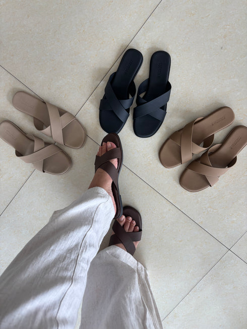 Criss Cross Slid-On Sandals